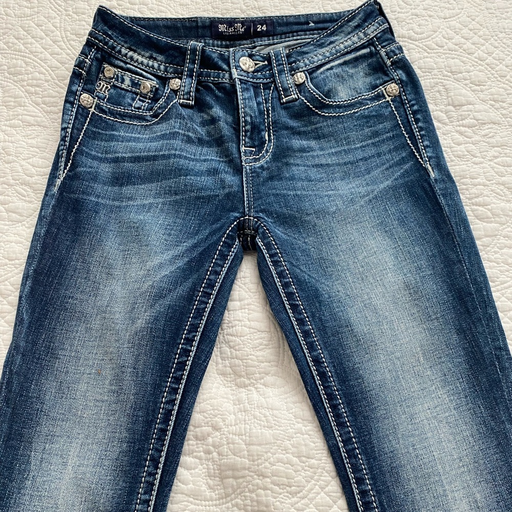 Miss Me Dark Blue mid-rise tailored boot cut Jeans